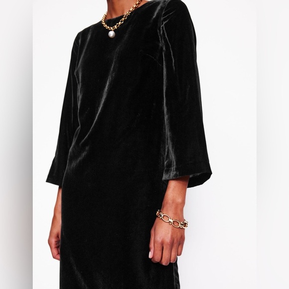 Boden Velvet Black Sheath Dress 6R | Elegant Bell Sleeves Cocktail Party - Picture 10 of 14